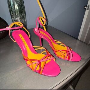 Via Spiga Pink and Orange Strappy Heels